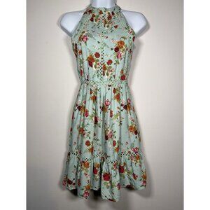 Sunday Mi Amor Backless Halter Dress Cottagecore Coastal Grandma Peasant Size XS